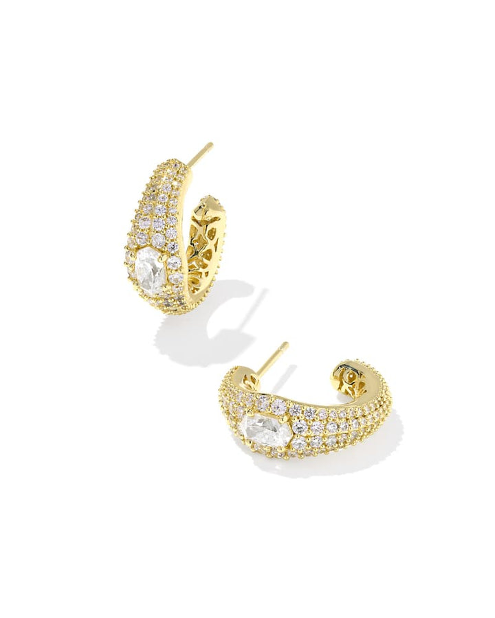 KENDRA SCOTT BELLA HOOP EARRINGS - GOLD WHITE