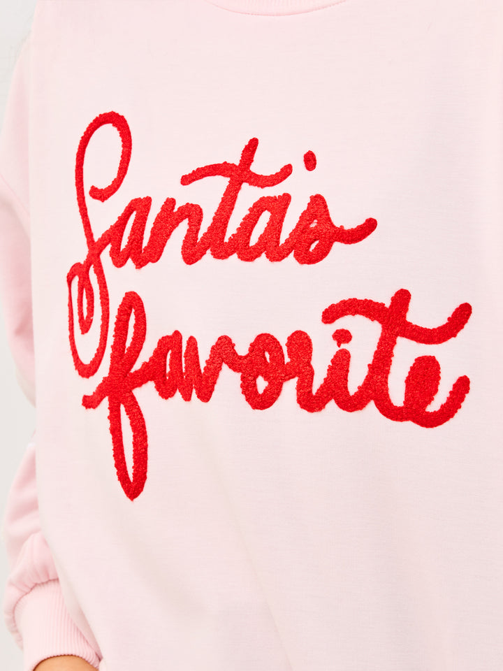 "SANTA'S FAVORITE" SWEATSHIRT - PINK