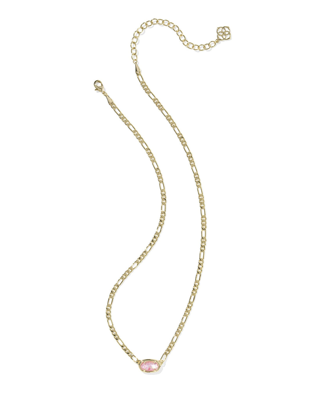 KENDRA SCOTT ELISA FIGARO CHAIN SHORT PENDANT NECKLACE - GOLD PINK IRIDESCENT MOP