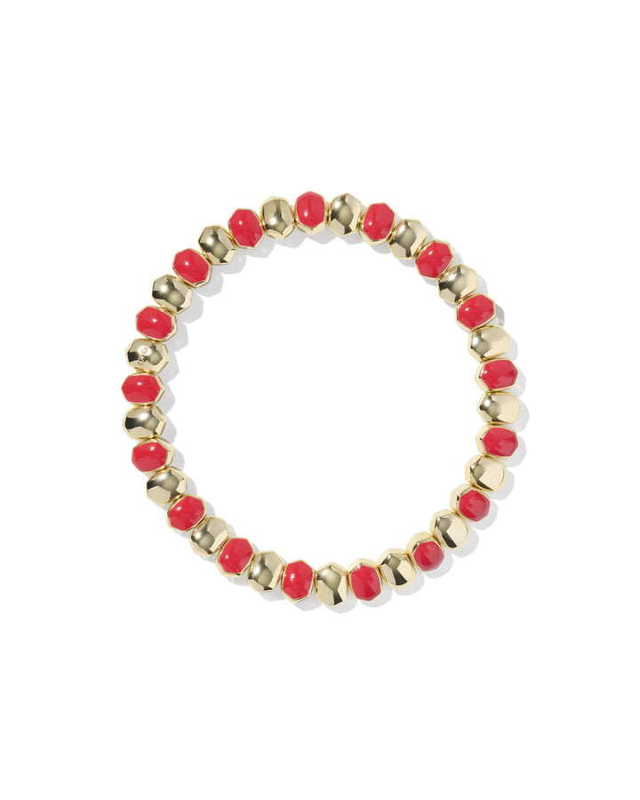 KENDRA SCOTT DAPHNE ENAMEL STRETCH BRACELET - GOLD RED ENAMEL