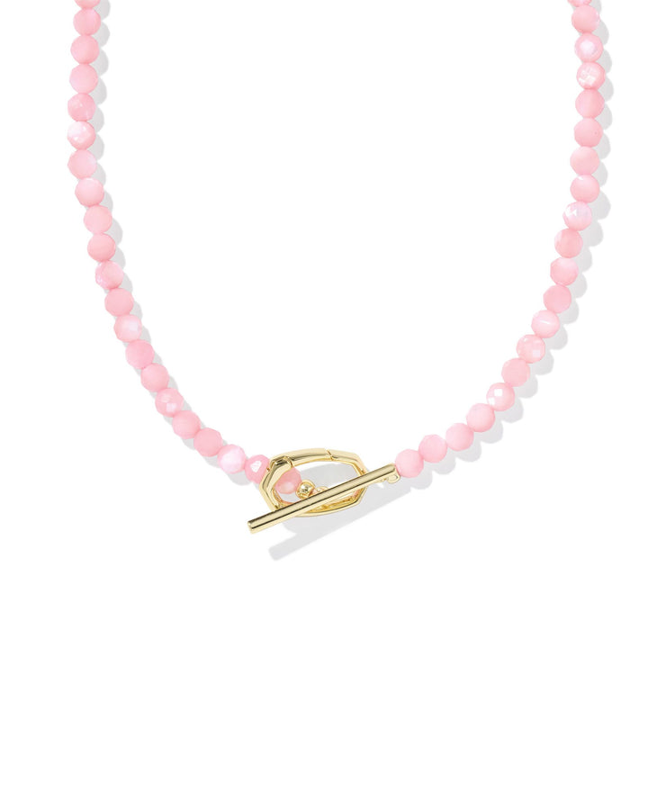 KENDRA SCOTT SYLVIA STRAND NECKLACE - GOLD PINK CHALCEDONY