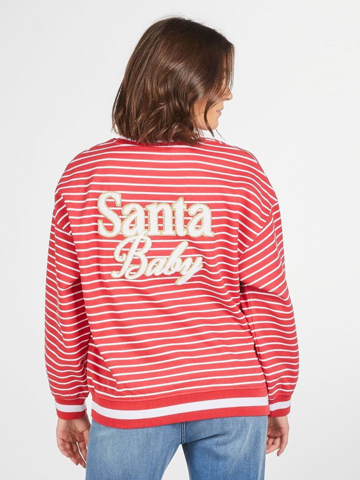 SIMPLY SOUTHERN HOLIDAY VARSITY SWEATSHIRT - RED SANTA