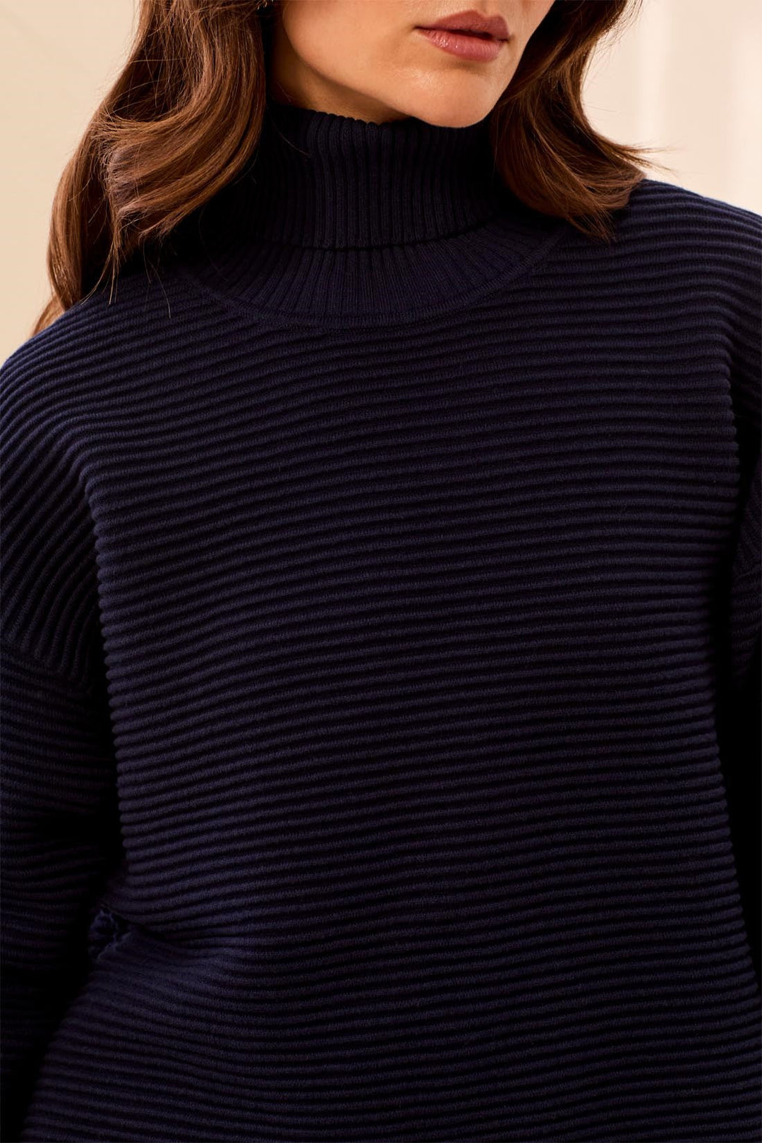 LONG SLEEVE T-NECK HIGH LOW SWEATER WITH SIDE SLITS - NIGHTFALL