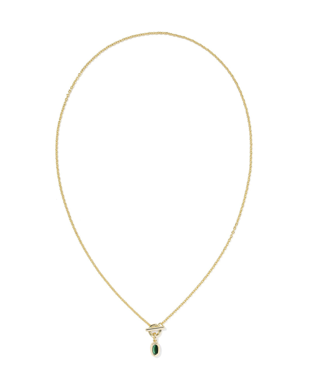 KENDRA SCOTT MINI ELISA TOGGLE SHORT PENDANT NECKLACE - GOLD GREEN TIGERS EYE
