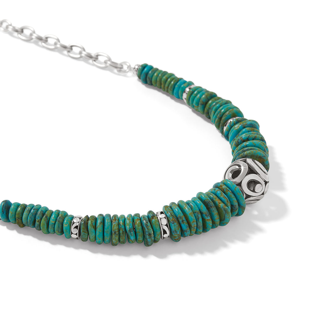 Contempo Sonora Verde Blue Disc Necklace - Silver-Turquoise