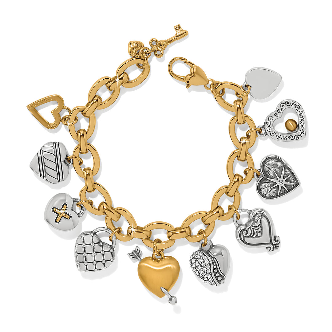 One Heart Large Charm Bracelet - Silver-Gold