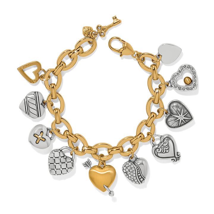 One Heart Large Charm Bracelet - Silver-Gold