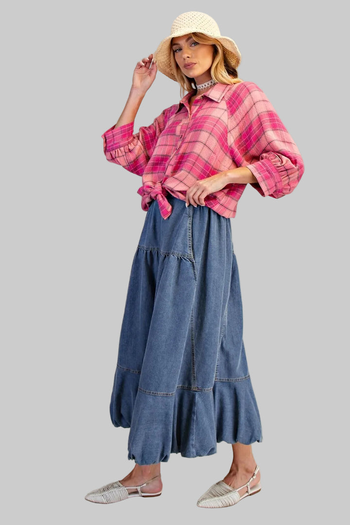 BRUSHED FLANNEL BUTTON DOWN SHIRT - PINK