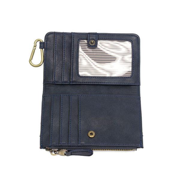 BOBBIE BIFOLD WALLET W/CARABINER - NAVY