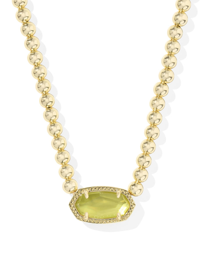 KENDRA SCOTT ELISA BEADED NECKLACE - GOLD CHARTREUSE GREEN MOP