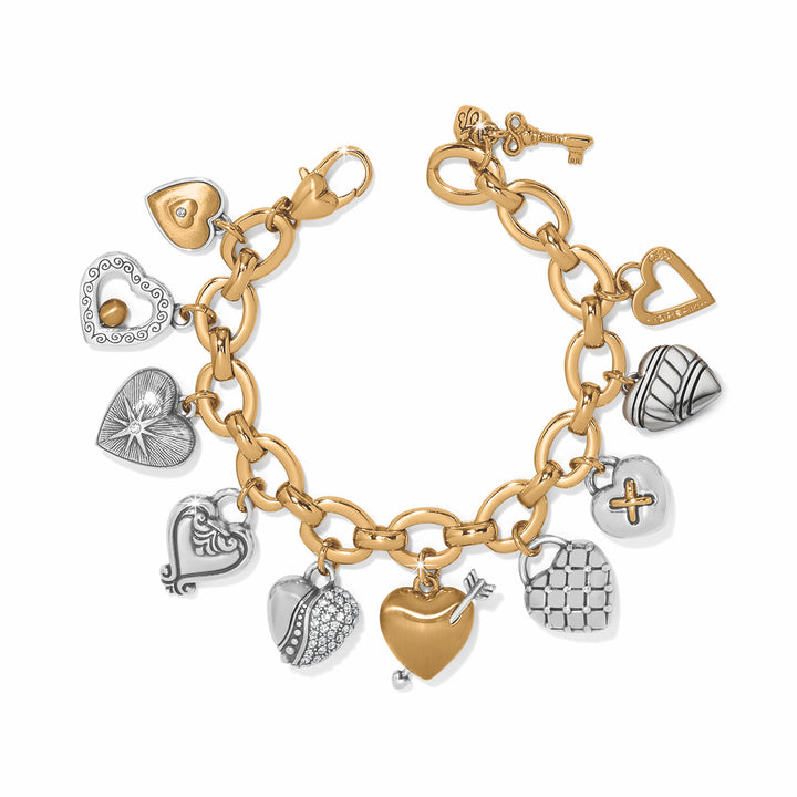 One Heart Large Charm Bracelet - Silver-Gold