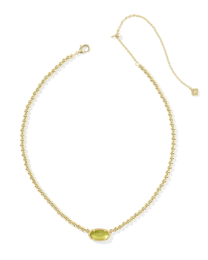 KENDRA SCOTT ELISA BEADED NECKLACE - GOLD CHARTREUSE GREEN MOP