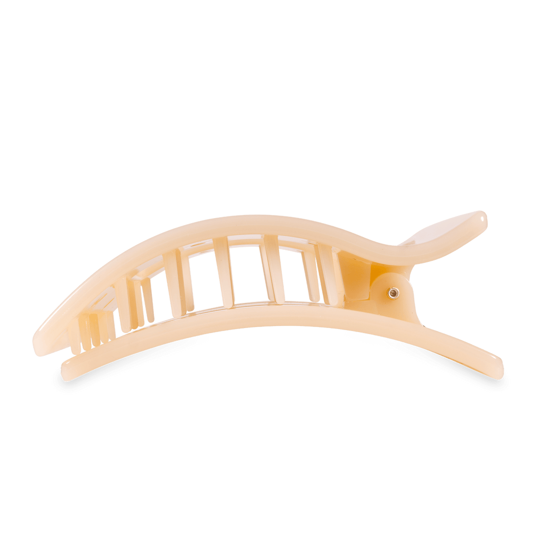 TELETIES LARGE FLAT RECTANGLE HAIR CLIP - ALMOND BEIGE