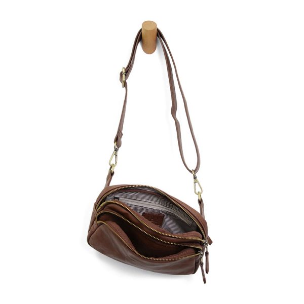 KYLIE DOUBLE ZIP SLING/BELT BAG - WALNUT
