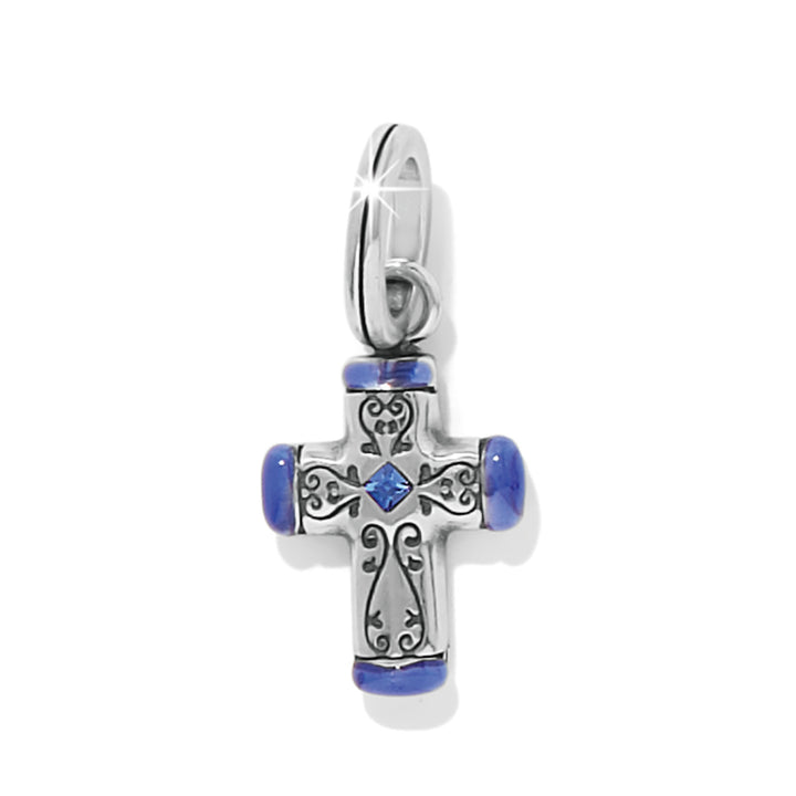 Venezia Cross Charm - Silver-Blue