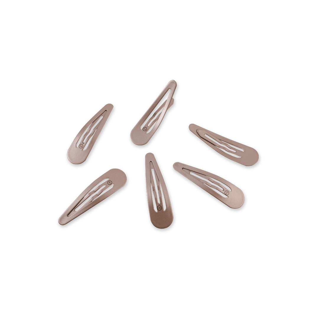 TELETIES 6CT SNAP HAIR CLIPS - TRULY TAUPE