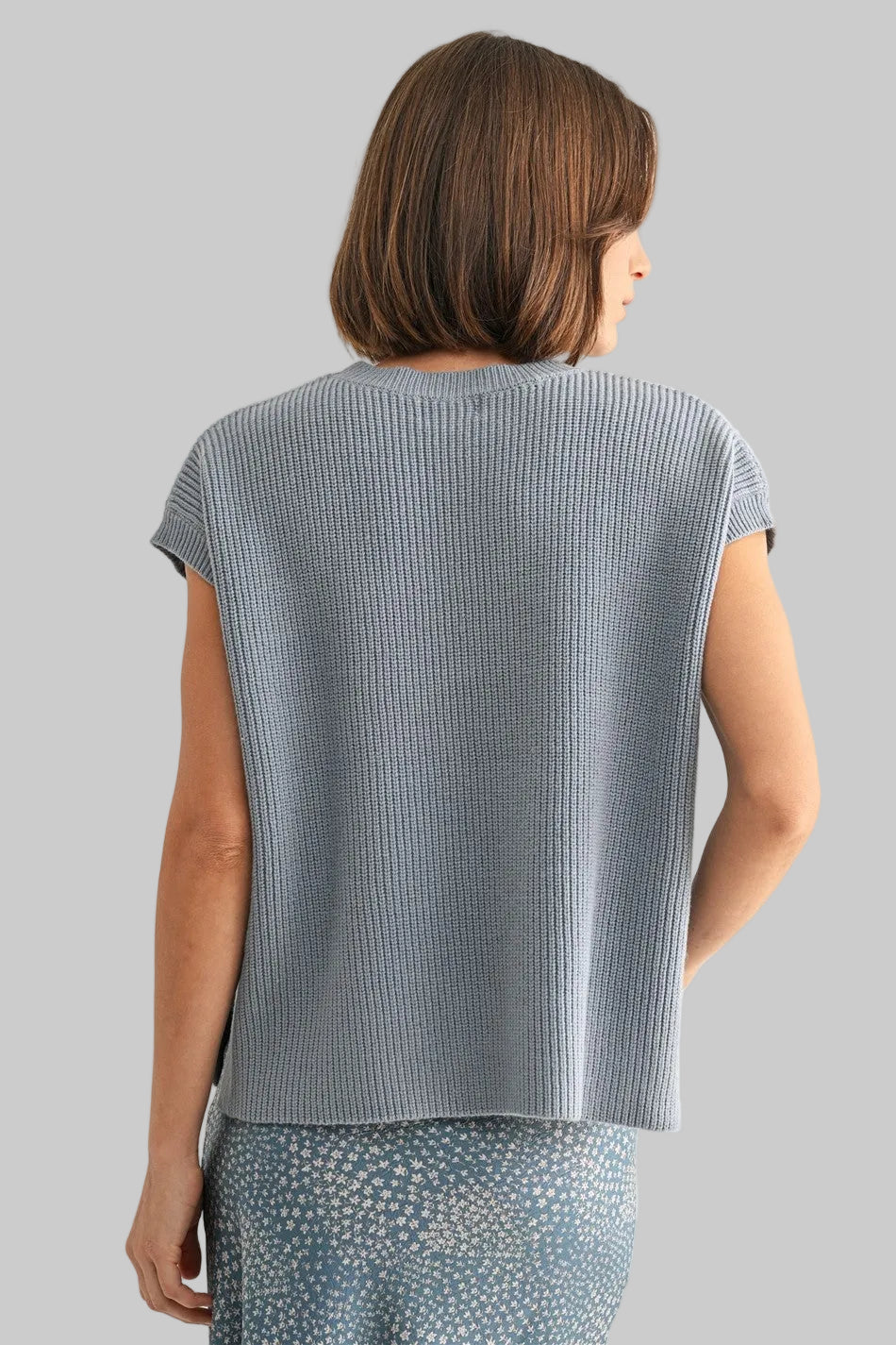 SHORT SLEEVE CREW NECK SWEATER - BLUE