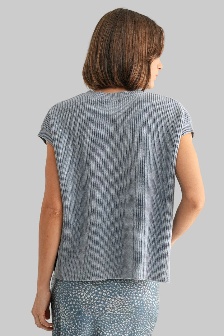 SHORT SLEEVE CREW NECK SWEATER - BLUE