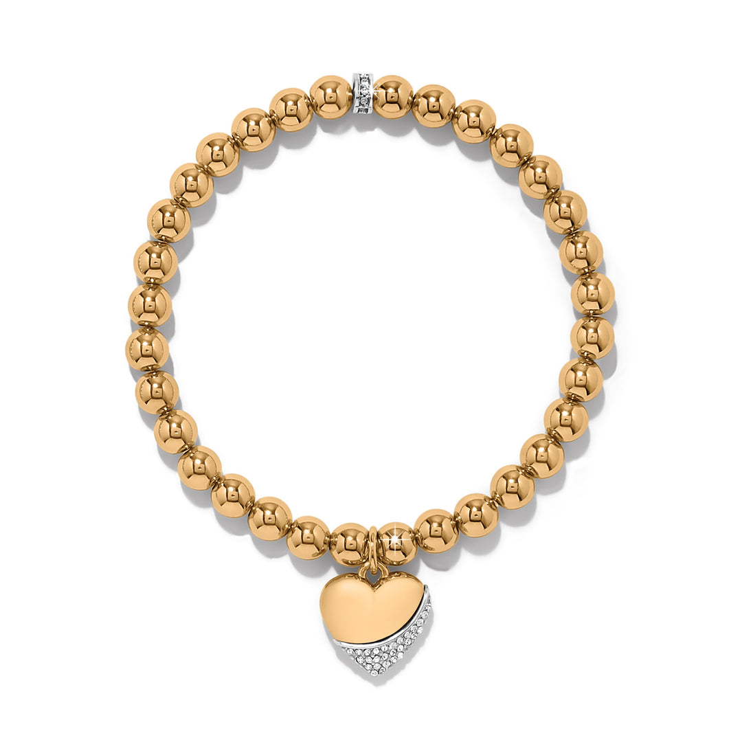Meridian Petite Wave Heart Stretch Bracelet - Gold