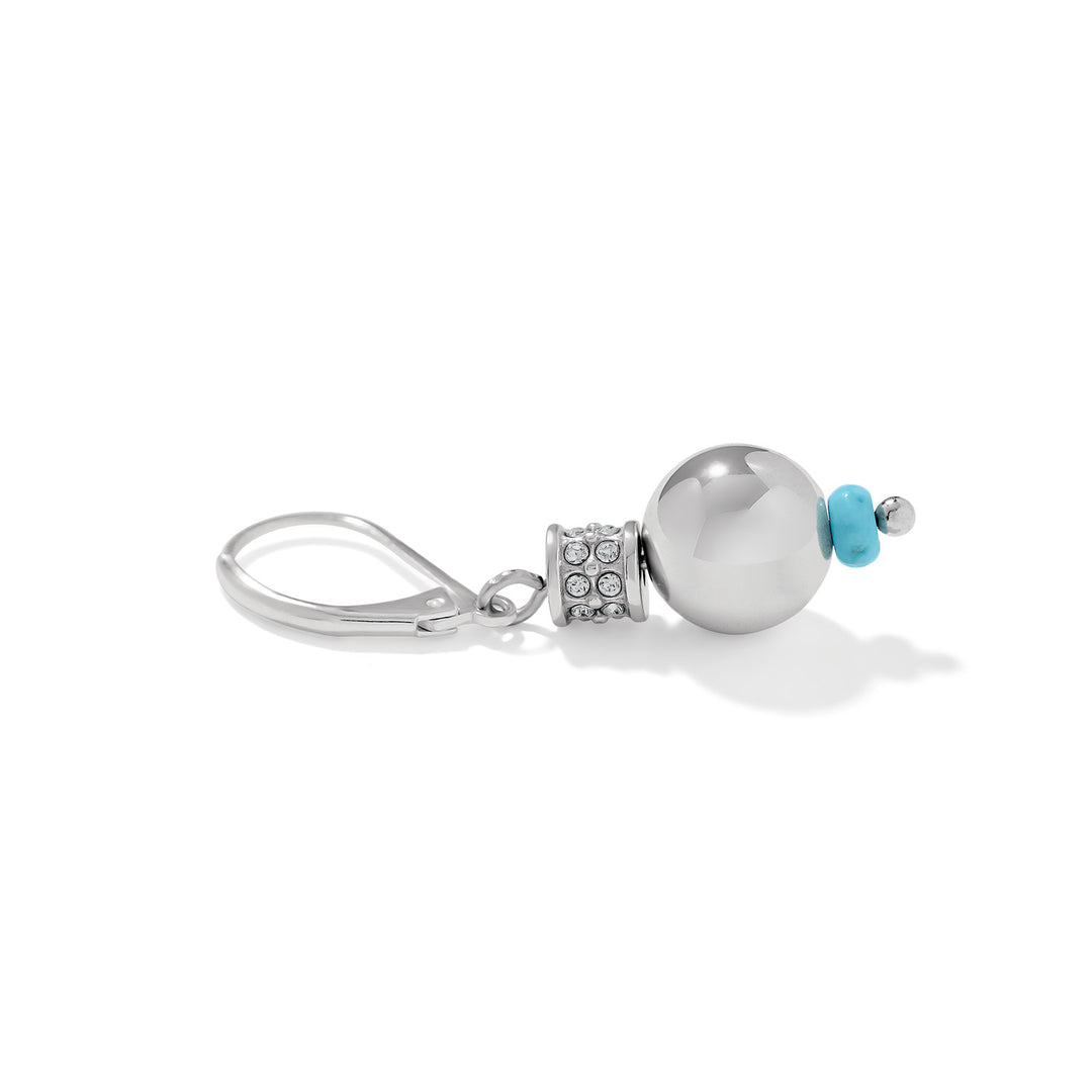 Meridian Petite Sphere Leverback Earrings - Silver-Turquoise
