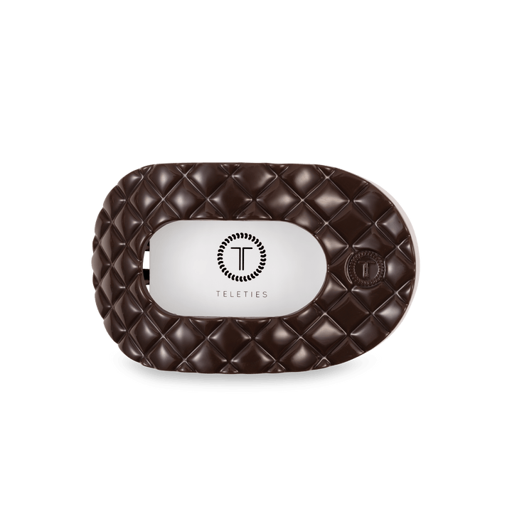 TELETIES MEDIUM FLAT ROUND HAIR CLIP - TRULY TAUPE QUILTED