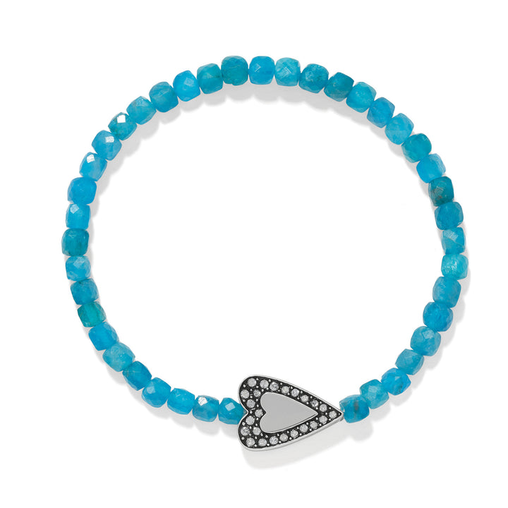 Love Messages Be Bold Teal Stretch Bracelet - Silver-Teal