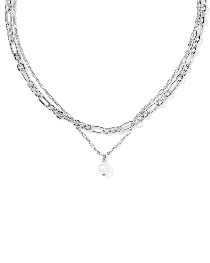 KENDRA SCOTT ASHTON MULTI STRAND NECKLACE - SILVER FRESHWATER CULTURED PEARL