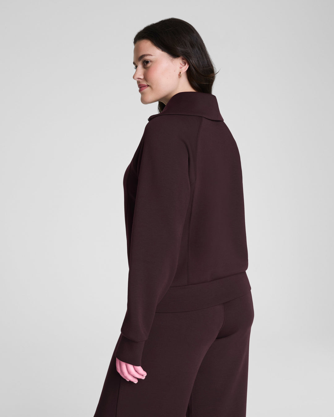 SPANX AIRESSENTIALS HALF ZIP TOP - TRUFFLE BROWN