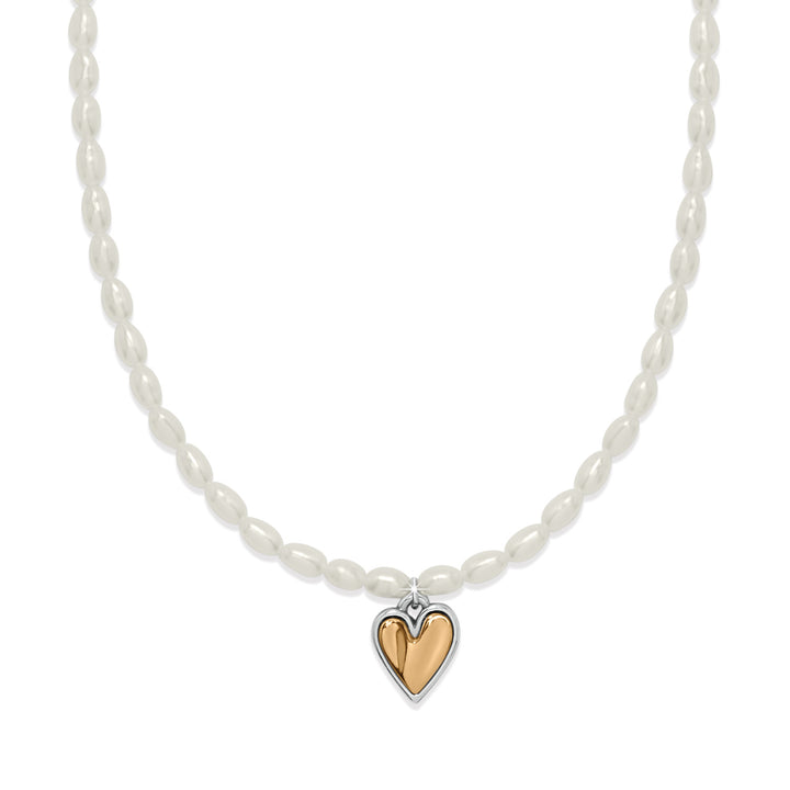 Cascade Embrace Pearl Heart Necklace - Gold-Pearl