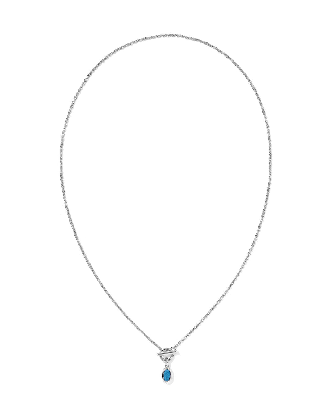 KENDRA SCOTT MINI ELISA TOGGLE SHORT PENDANT NECKLACE - SILVER VARIGATED INDIGO MAGNESITE