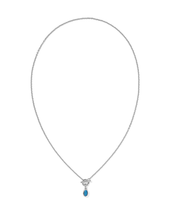 KENDRA SCOTT MINI ELISA TOGGLE SHORT PENDANT NECKLACE - SILVER VARIGATED INDIGO MAGNESITE