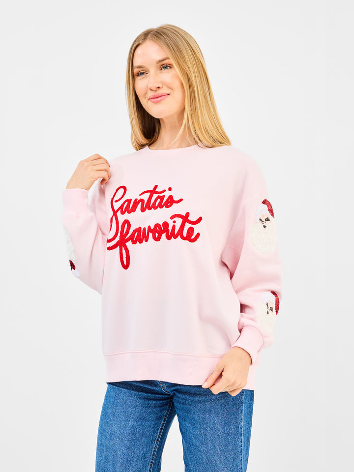 "SANTA'S FAVORITE" SWEATSHIRT - PINK
