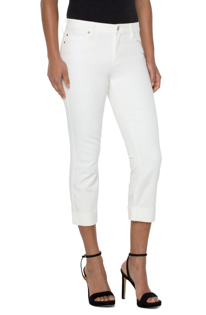 CHARLIE CROP WIDE ROLLED CUFF 24" INSEAM - BONE WHITE