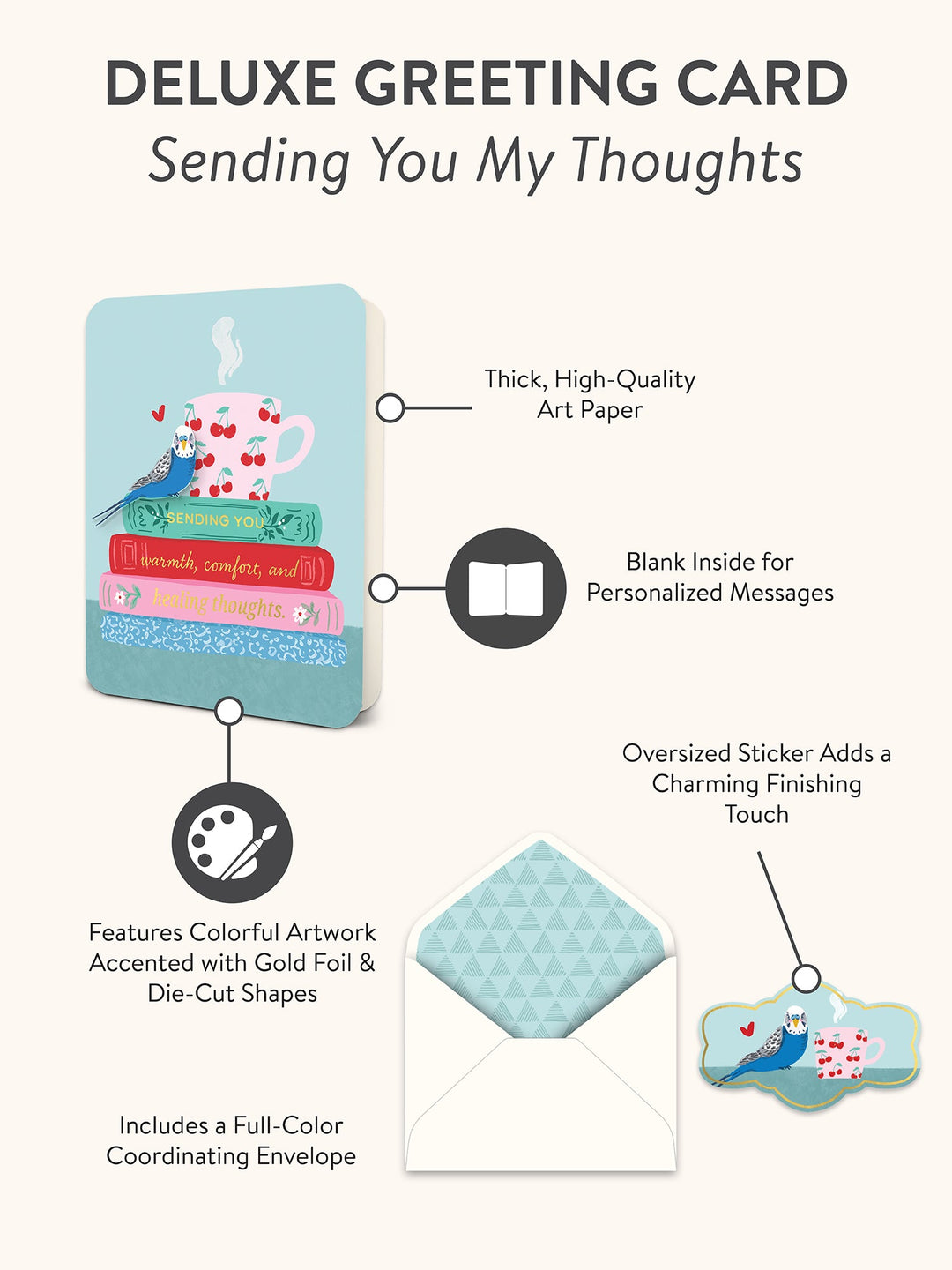 DELUXE GREETING CARD - SENDING YOU MY THOUGHTS