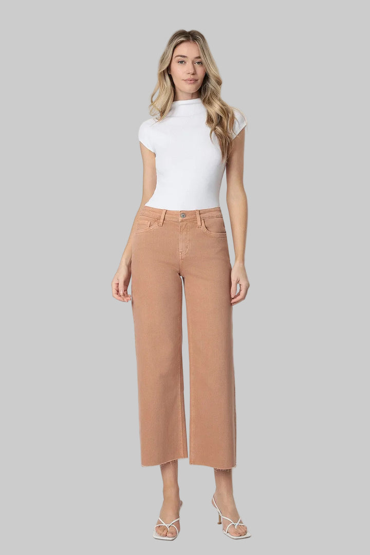 VERVET HIGH RISE CROP WIDE LEG PANTS - 26.5" INSEAM - MOCHA