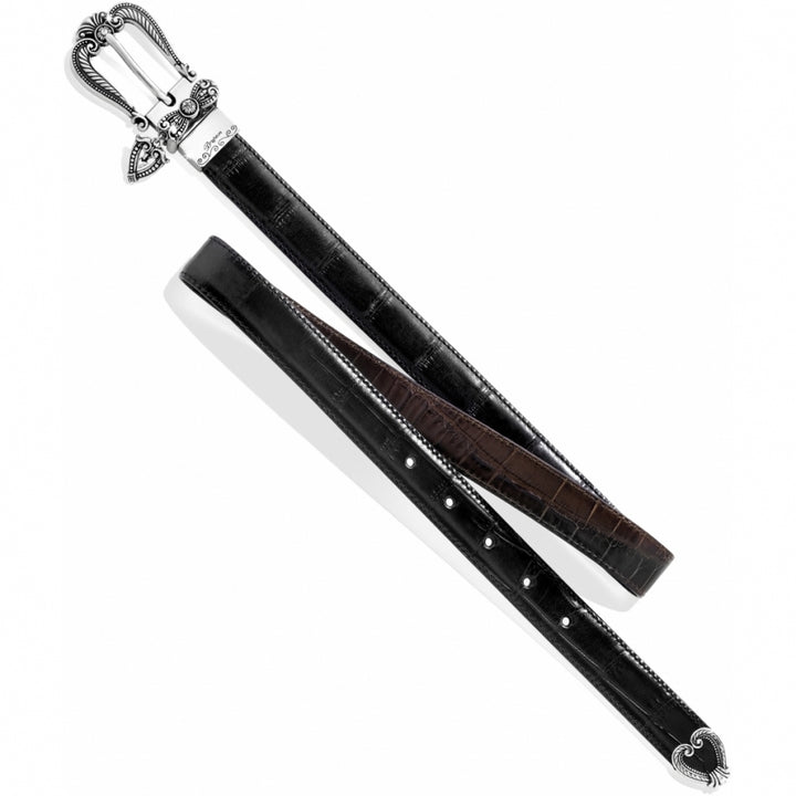 1" HEARTS REVERSIBLE BELT - BLACK/CHOCOLATE