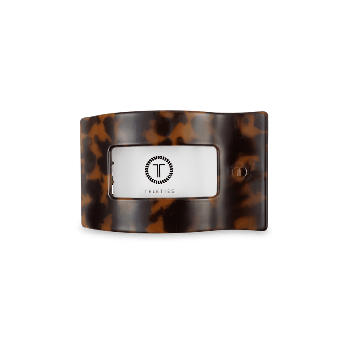 TELETIES SMALL FLAT RECTANGLE HAIR CLIP - TORTOISE
