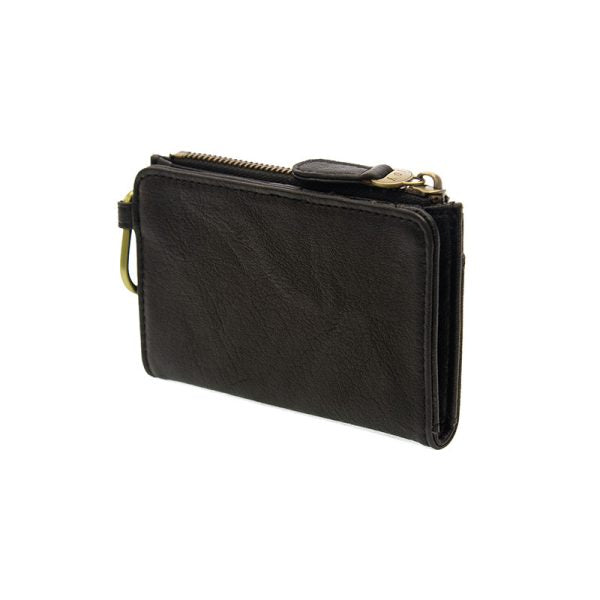 BOBBIE BIFOLD WALLET W/CARABINER - BLACK