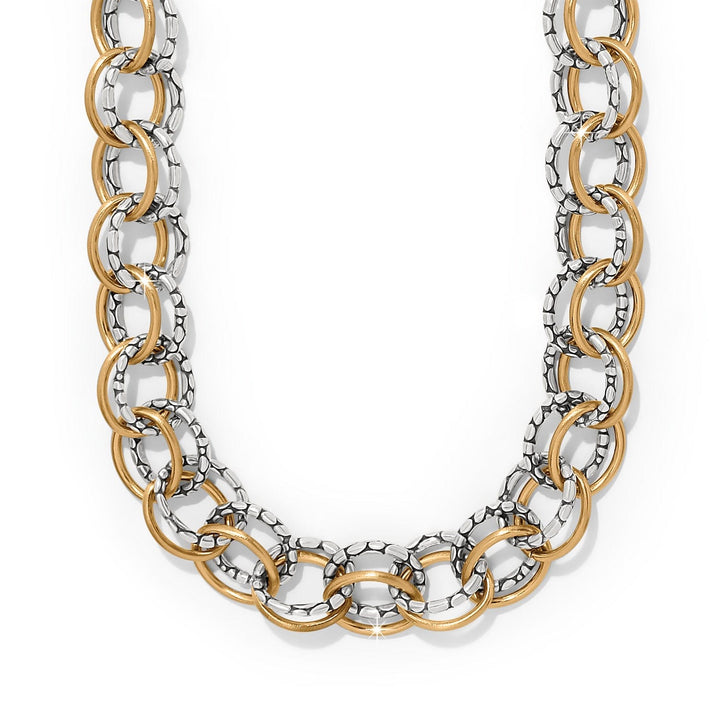 Pebble Link Two Tone Necklace - Silver-Gold