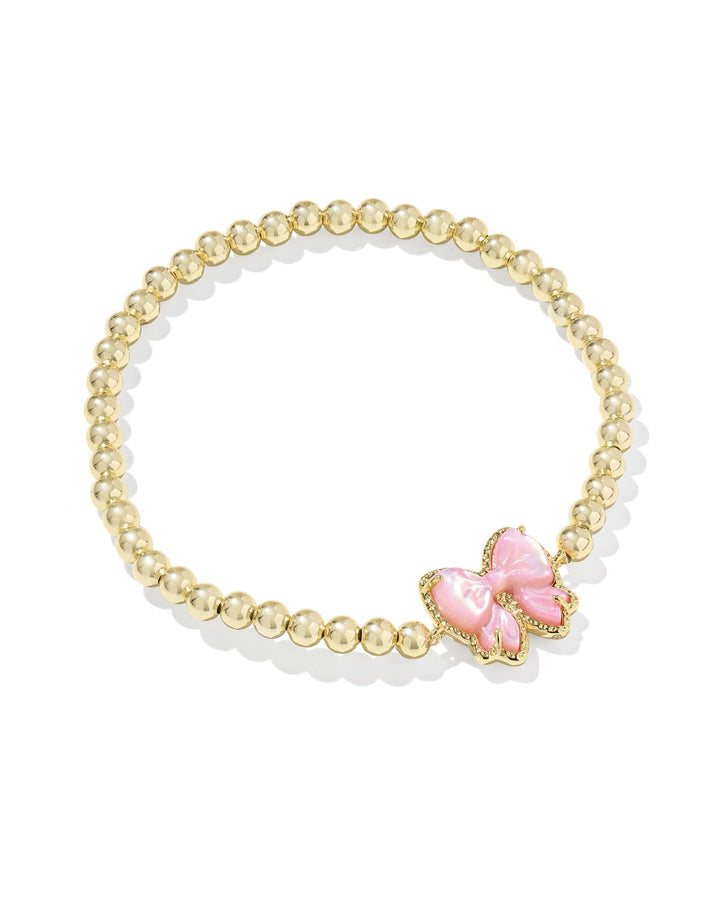 KENDRA SCOTT HALEY BOW STRETCH BRACELET - GOLD BLUSH IVORY MOP
