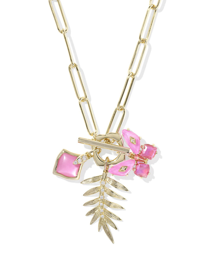 KENDRA SCOTT BIANCA BUTTERFLY CHARM NECKLACE - GOLD PINK MIX