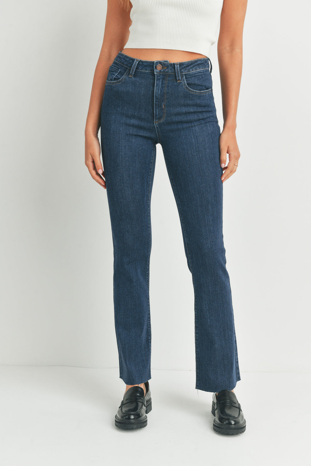 JBD MID RISE SLIM BOOTCUT W/SCISSOR CUT JEANS - DARK - 31" INSEAM