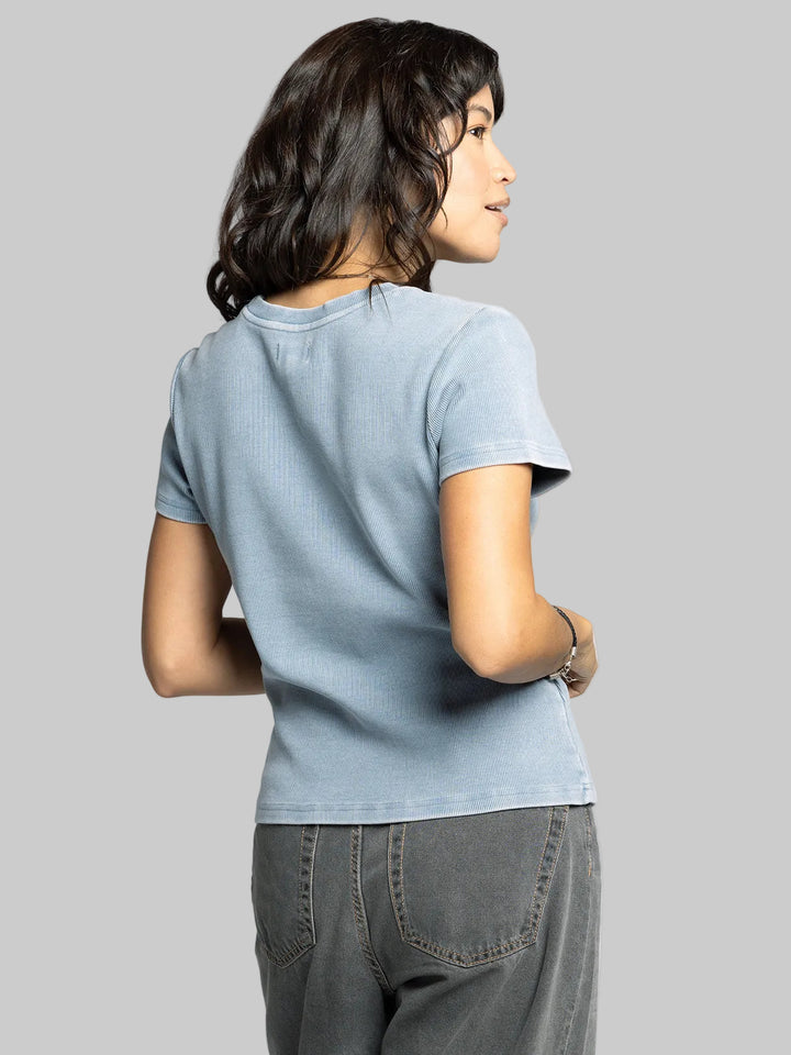 SHORT SLEEVE RIBBED GINNY TEE - BLUE HORIZON