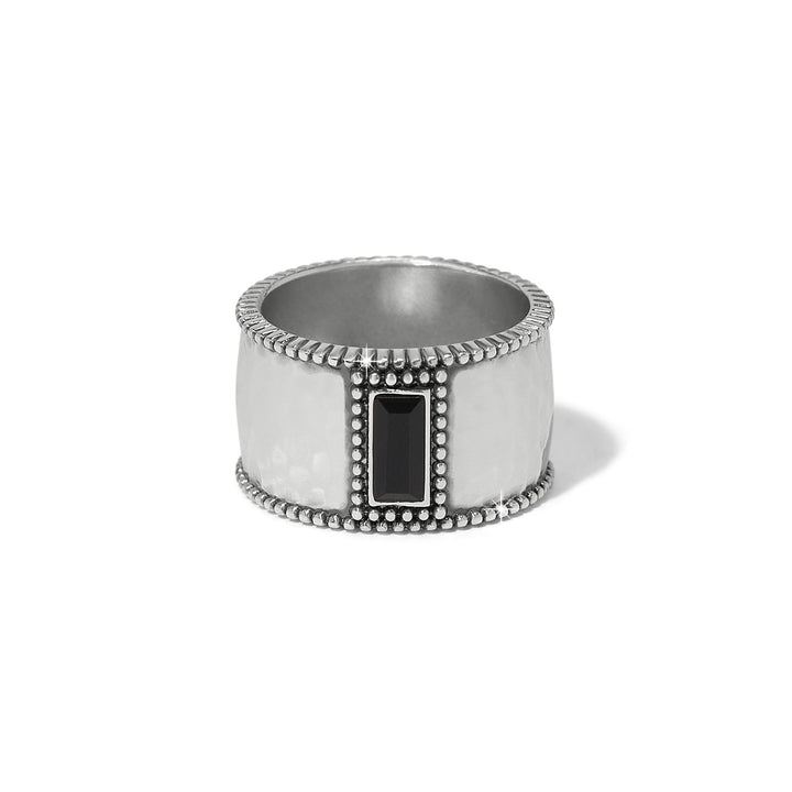 Pretty Tough Gem Wide Band Ring - Silver-Black - Size 9