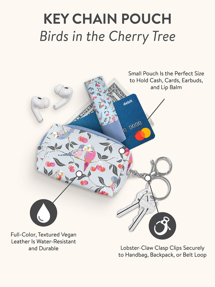 KEY CHAIN POUCH - BIRDS IN THE CHERRY TREE
