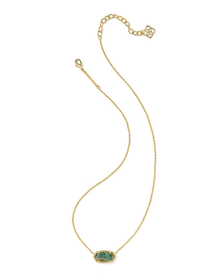KENDRA SCOTT ELISA PENDANT NECKLACE - GOLD BRONZE VEINED GREEN MALACHITE