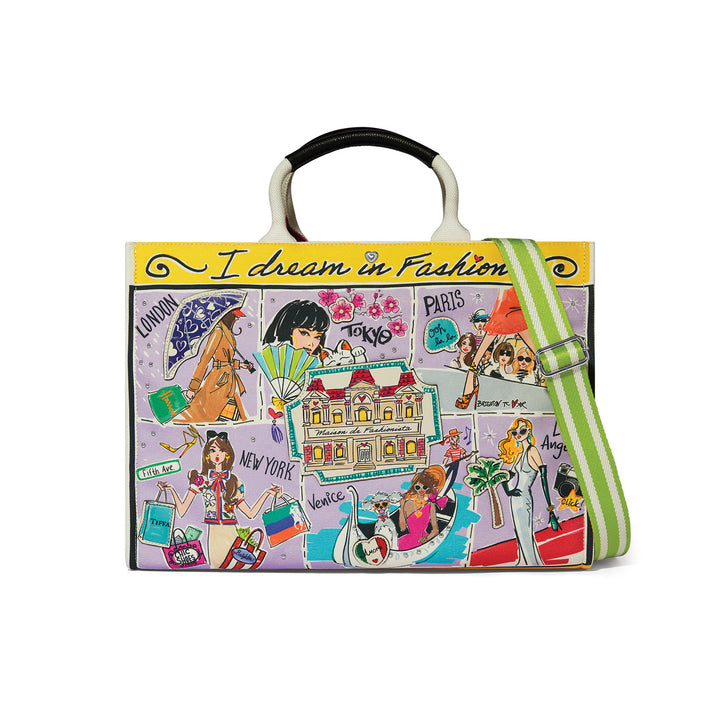 Fashionista Wanderlust Large Cavas Tote - Multi