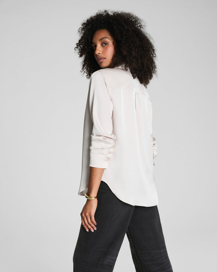 SPANX BETTER THAN SILK BUTTON DOWN TOP - DEBS BIRCH
