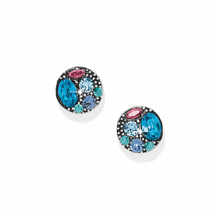 Trust Your Journey Post Earrings - Silver-Blues