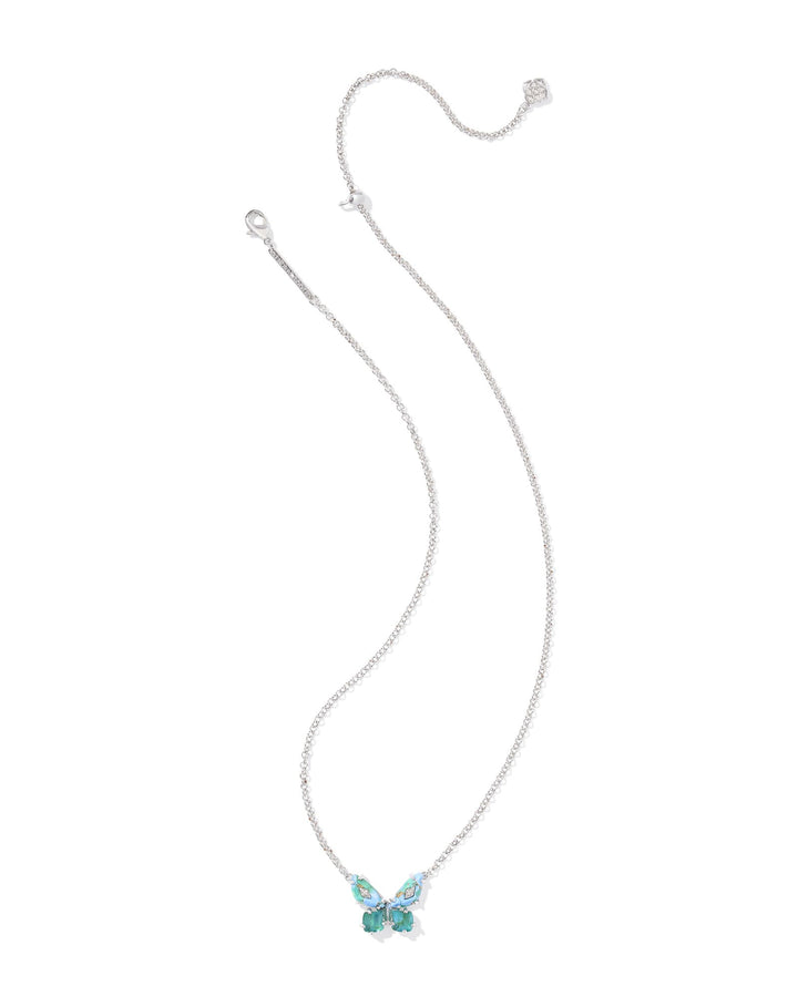 KENDRA SCOTT BIANCA BUTTERFLY SHORT PENDANT NECKLACE - SILVER BRIGHT AQUA MIX